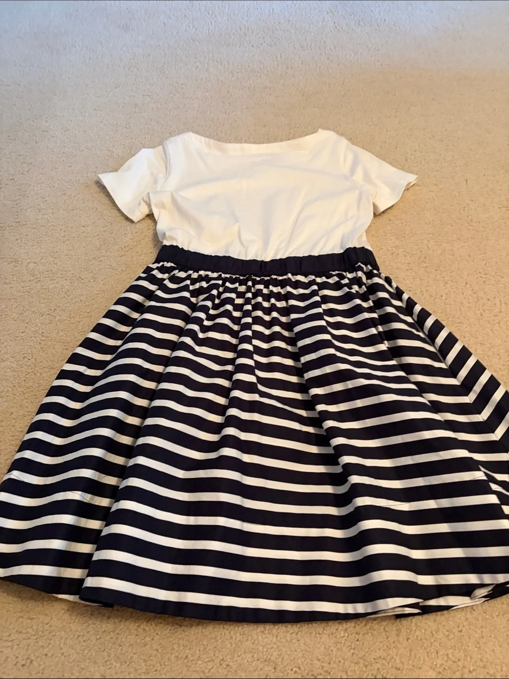 kate spade White Top with Navy Striped Skirt Dress